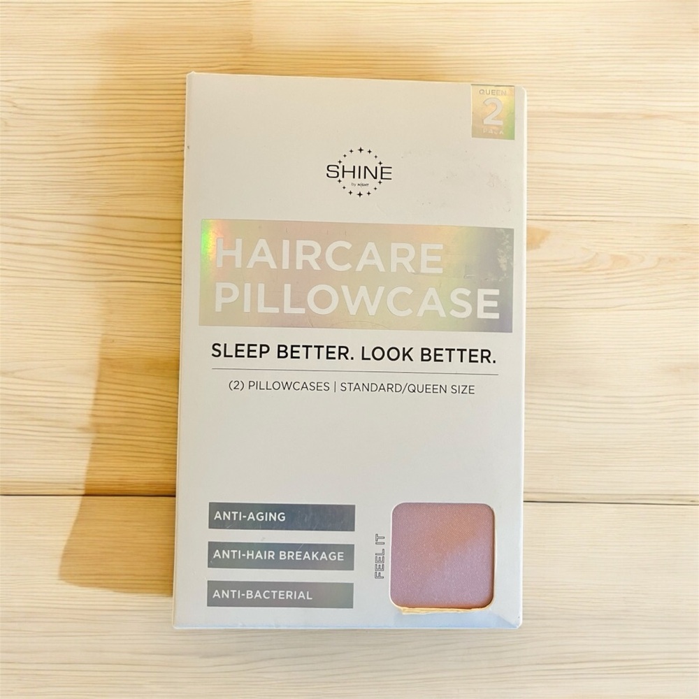 SHINE by NIGHT Haircare Set of 2 Standard/Queen Pillowcases Blush Satin